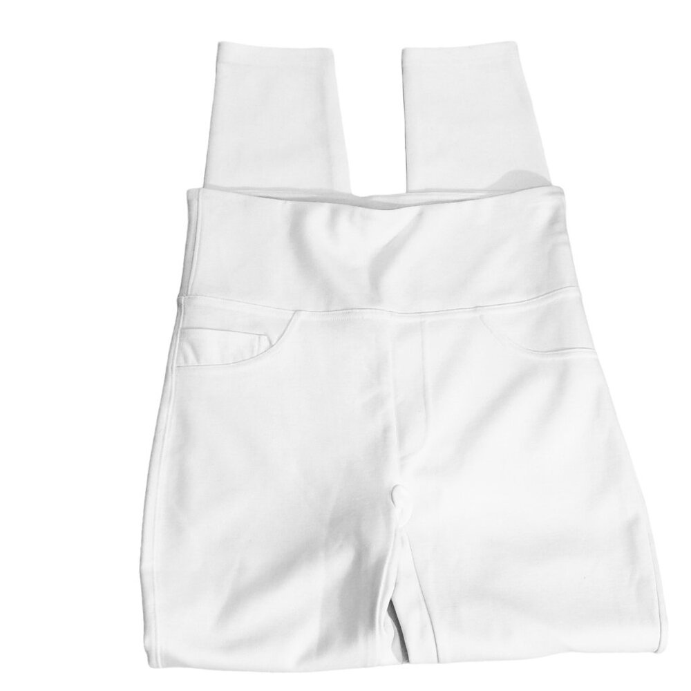 SPANX STAR POWER Womens Flashing White High-Waisted Leggings Back Pockets Size M